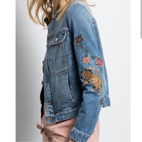 Zadig & Voltaire - RARE Kioky Tattoo embroidered denim jean jacket - Picture 6 of 16